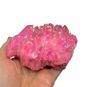 Pink Aura Quartz Crystal Cluster AB Aurora Iridescent Stone